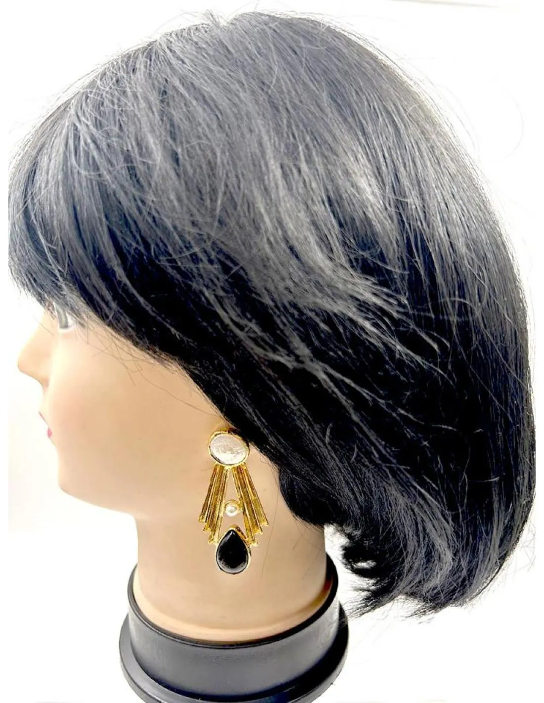 PENDIENTES PIEDRA NEGRA Y PERLA DE INVITADA BODAS Y EVENTOS
