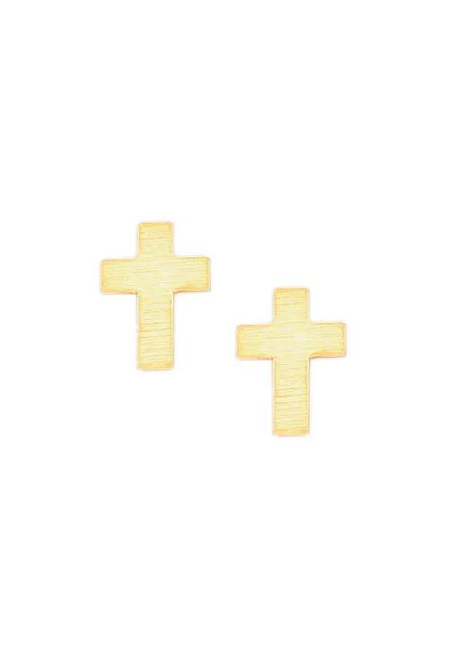 PENDIENTES PLATA CHAPADA FORMA DE CRUZ 240_PPLCRUZA