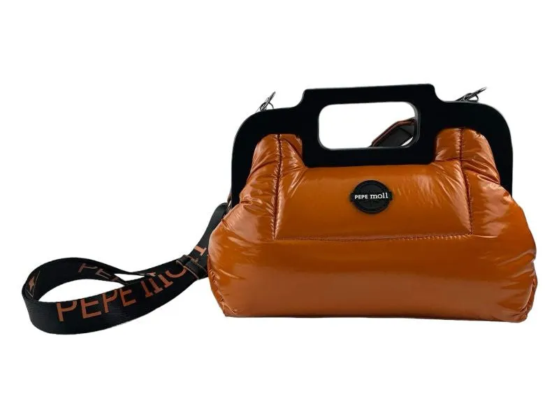 Pepe Moll | Bolso vegano acolchado estilo bowling de mano y colgar ultra ligero naranja Moriz