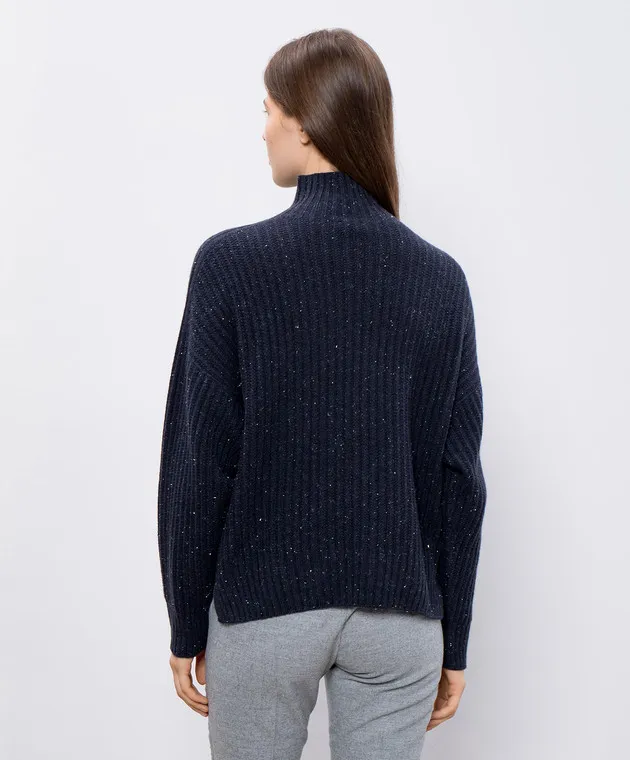Peserico Blue sweater with wool and silk with lurex