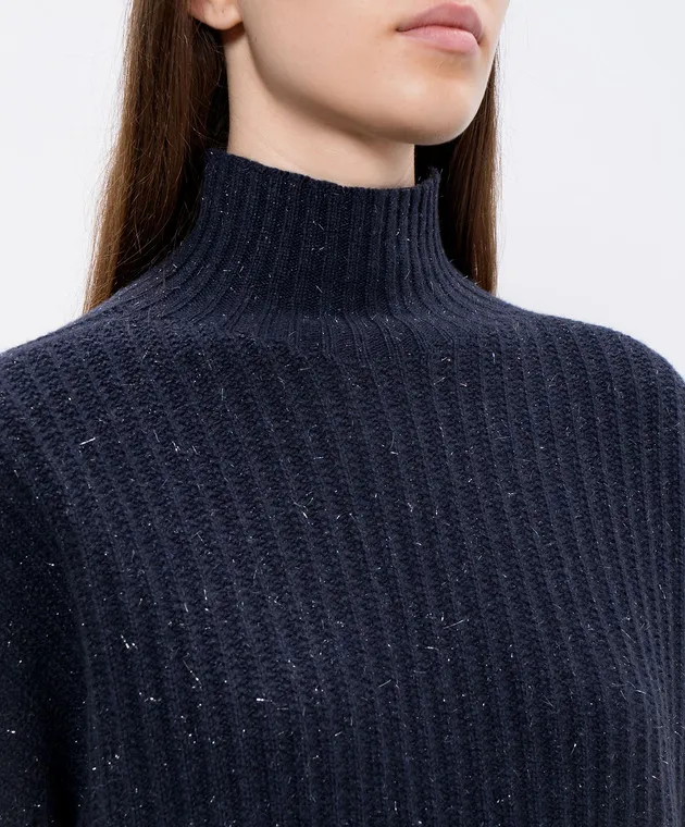 Peserico Blue sweater with wool and silk with lurex