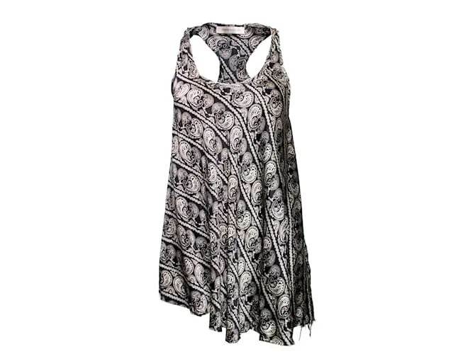 PIERRE BALMAIN, top asimétrico con estampado paisley. Negro Blanco 