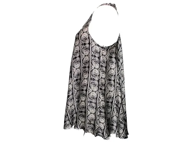 PIERRE BALMAIN, top asimétrico con estampado paisley. Negro Blanco 
