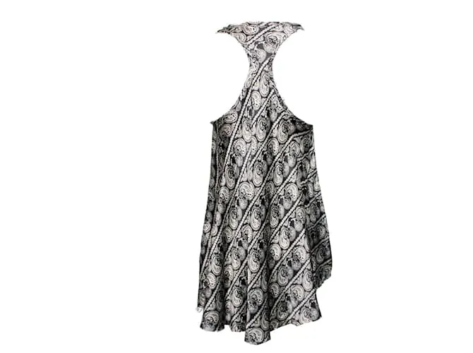 PIERRE BALMAIN, top asimétrico con estampado paisley. Negro Blanco 