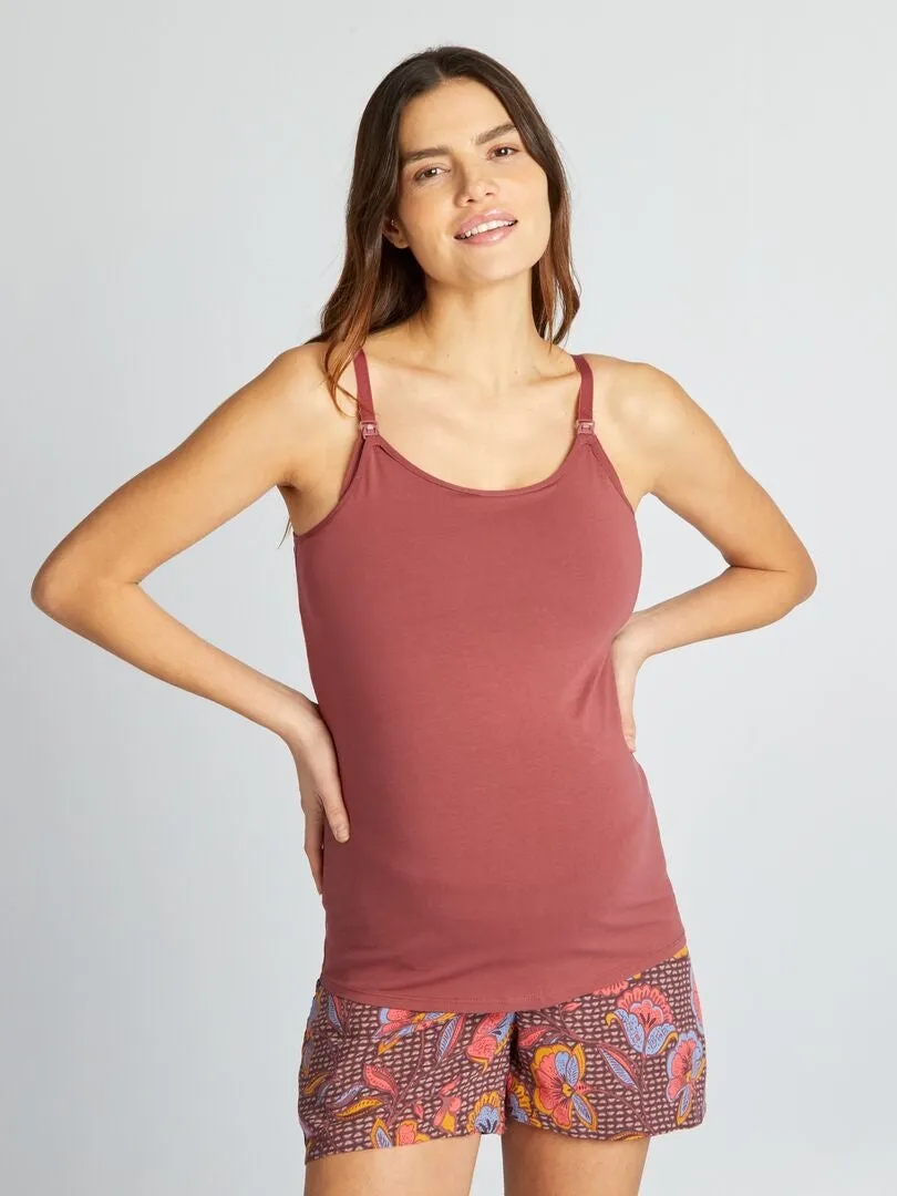 PIJAMA CORTO DE LACTANCIA   2 PIEZAS  MARRON