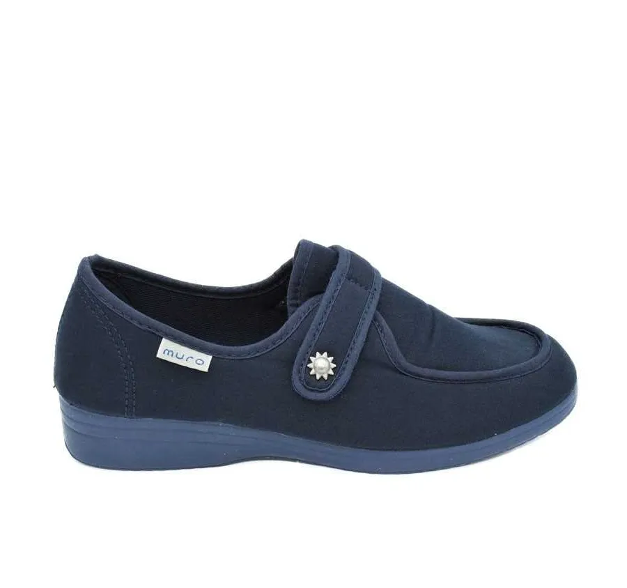 PLAYERA CALLE MURO DE MUJER ANATÓMICA MOCASÍN VELCRO TELA MARINO