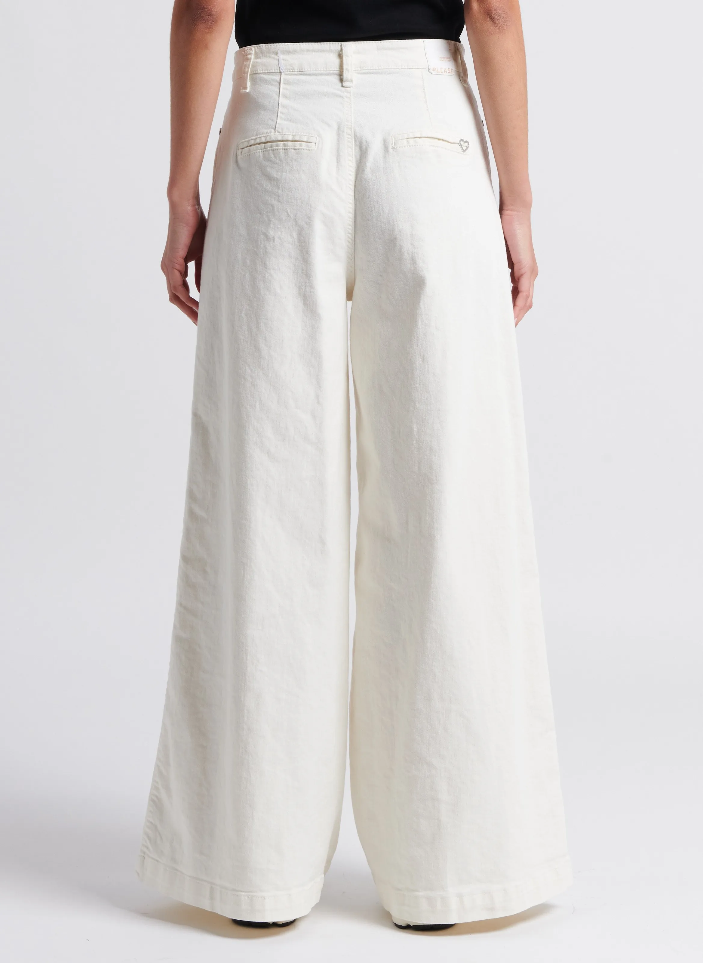 PLEASE Vaquero bootcut de mezcla de algodón de tiro alto en blanco