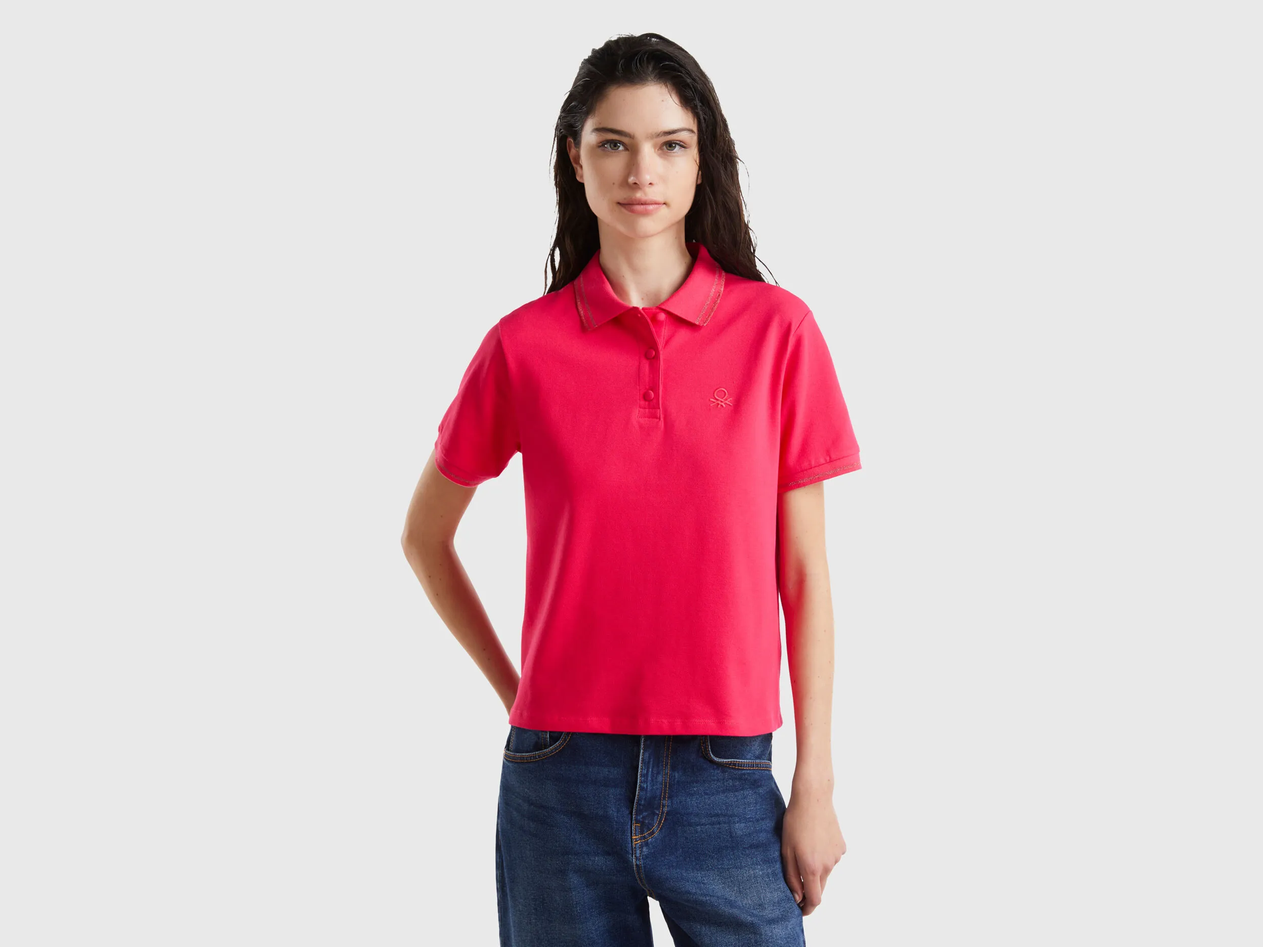Polo fucsia de algodón orgánico elástico