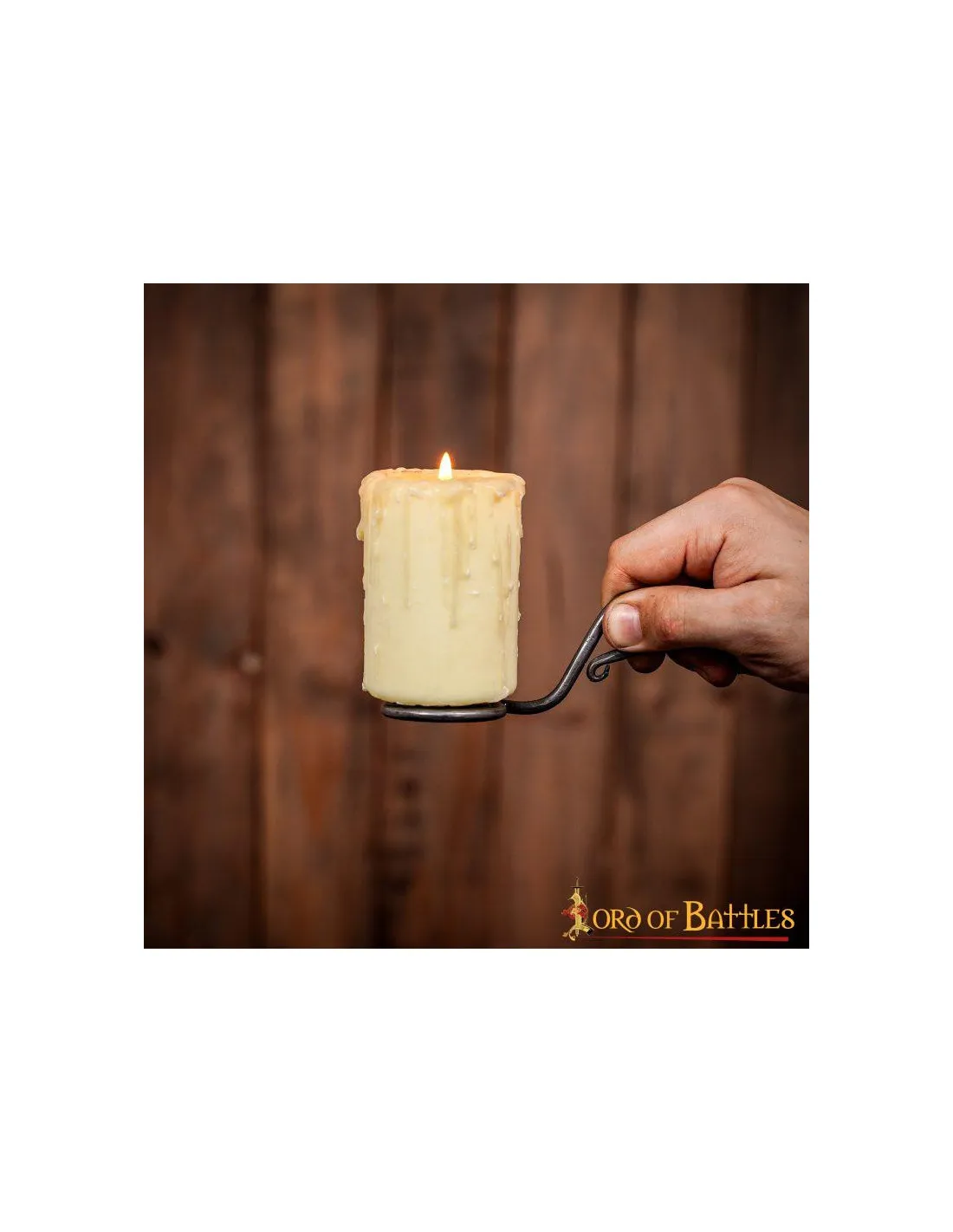 PortaVelas medieval de mano en hierro forjado (12 cm.)