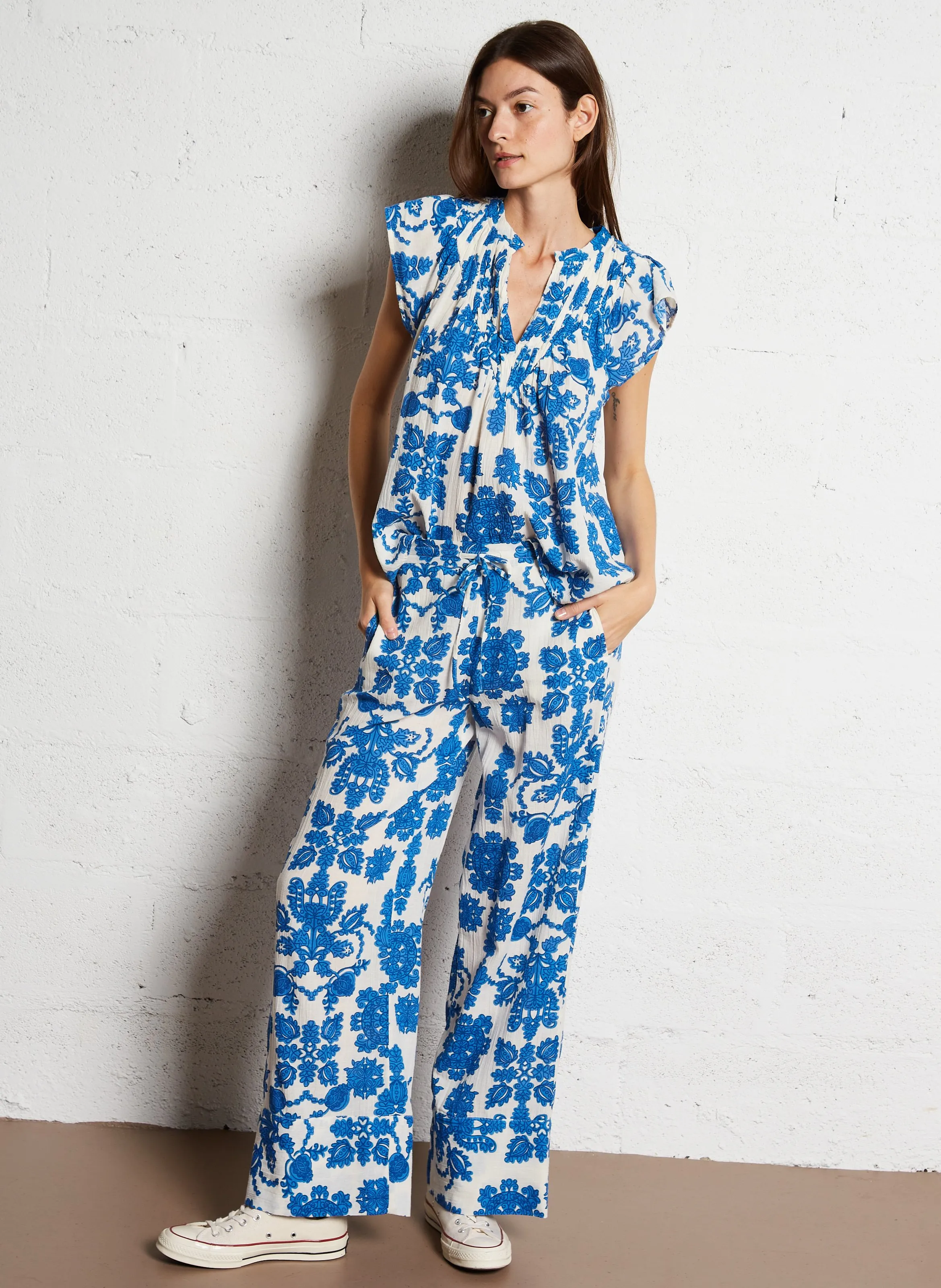 PRINCE BIS  PANTALóN ANCHO EN AZUL