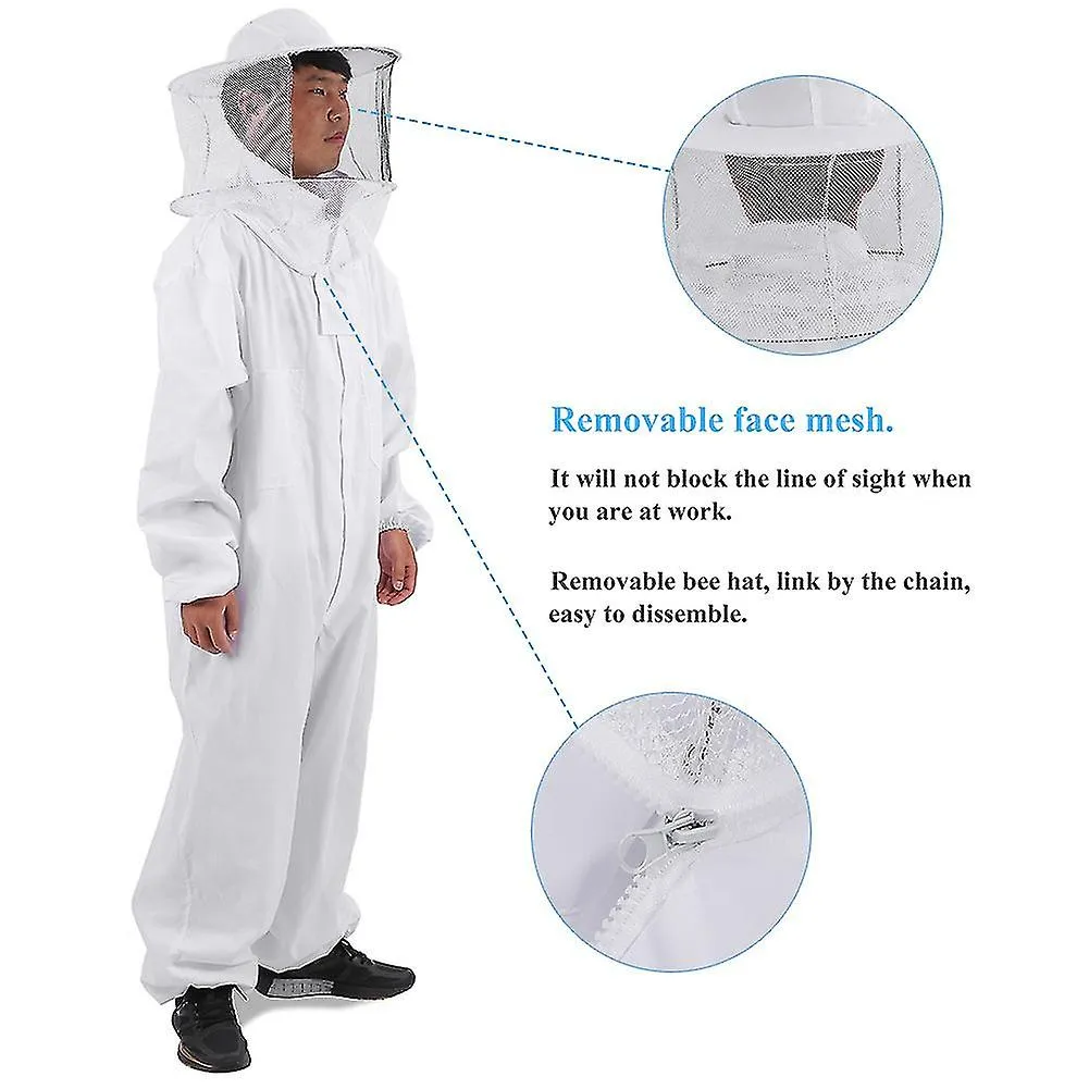 Professional Beekeeping Protective Equipment Bee Keeping Full Body Beekeeper Suit Hat XXL