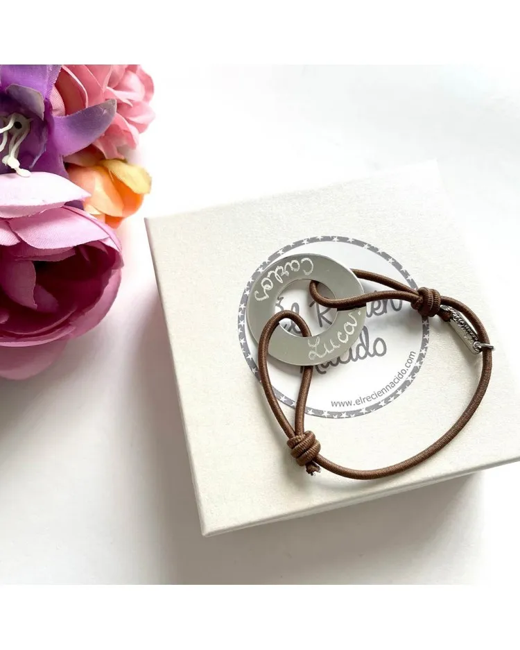 Pulsera aro de plata grabada