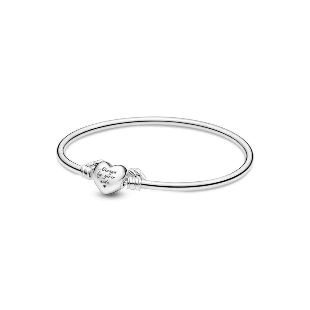 Pulsera Pandora de palta con corazón y cierre de alas