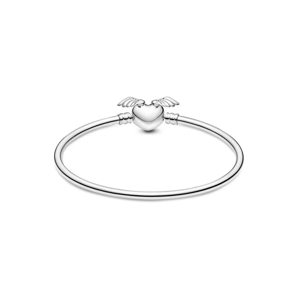 Pulsera Pandora de palta con corazón y cierre de alas