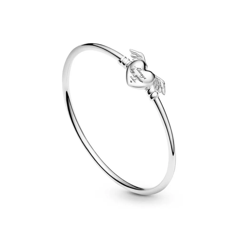 Pulsera Pandora de palta con corazón y cierre de alas