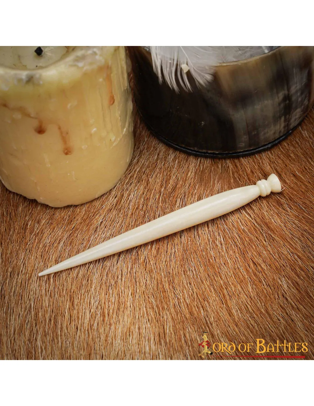Punzón medieval en hueso tallado a mano (10,5 cm.)