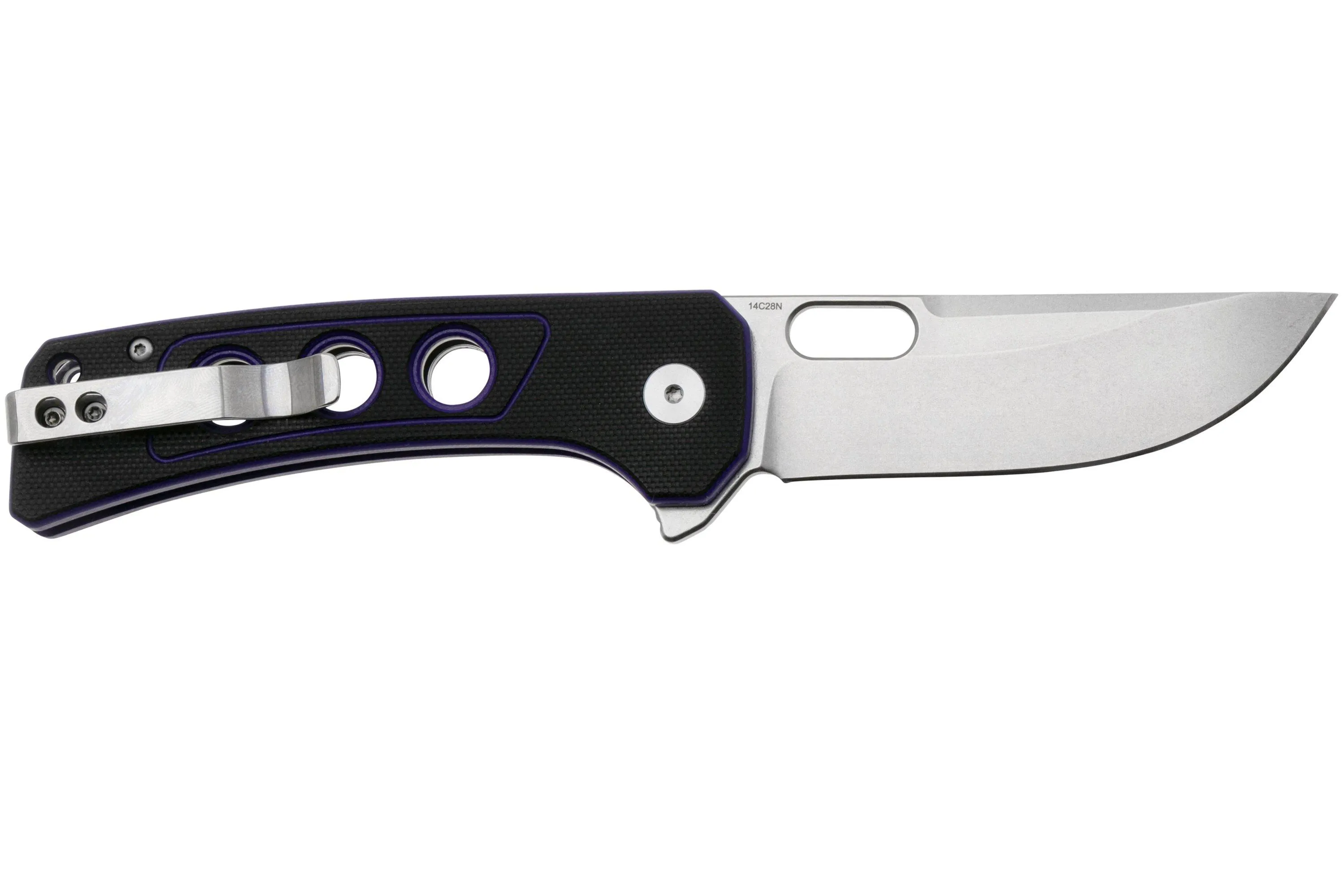 QSP KNIFE UNICORN QS156B1 STONEWASHED BLACK PURPLE G10, NAVAJA