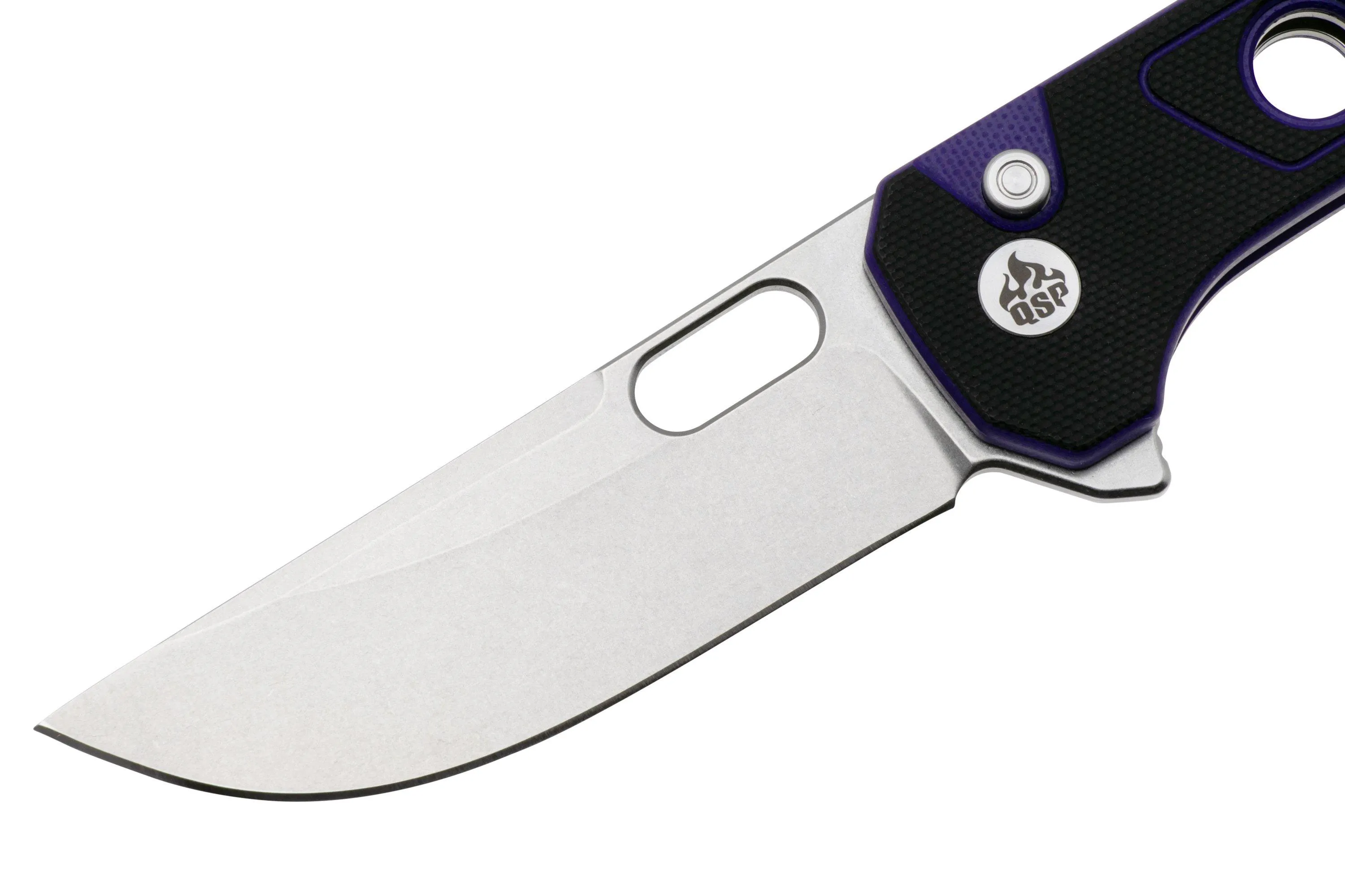 QSP KNIFE UNICORN QS156B1 STONEWASHED BLACK PURPLE G10, NAVAJA