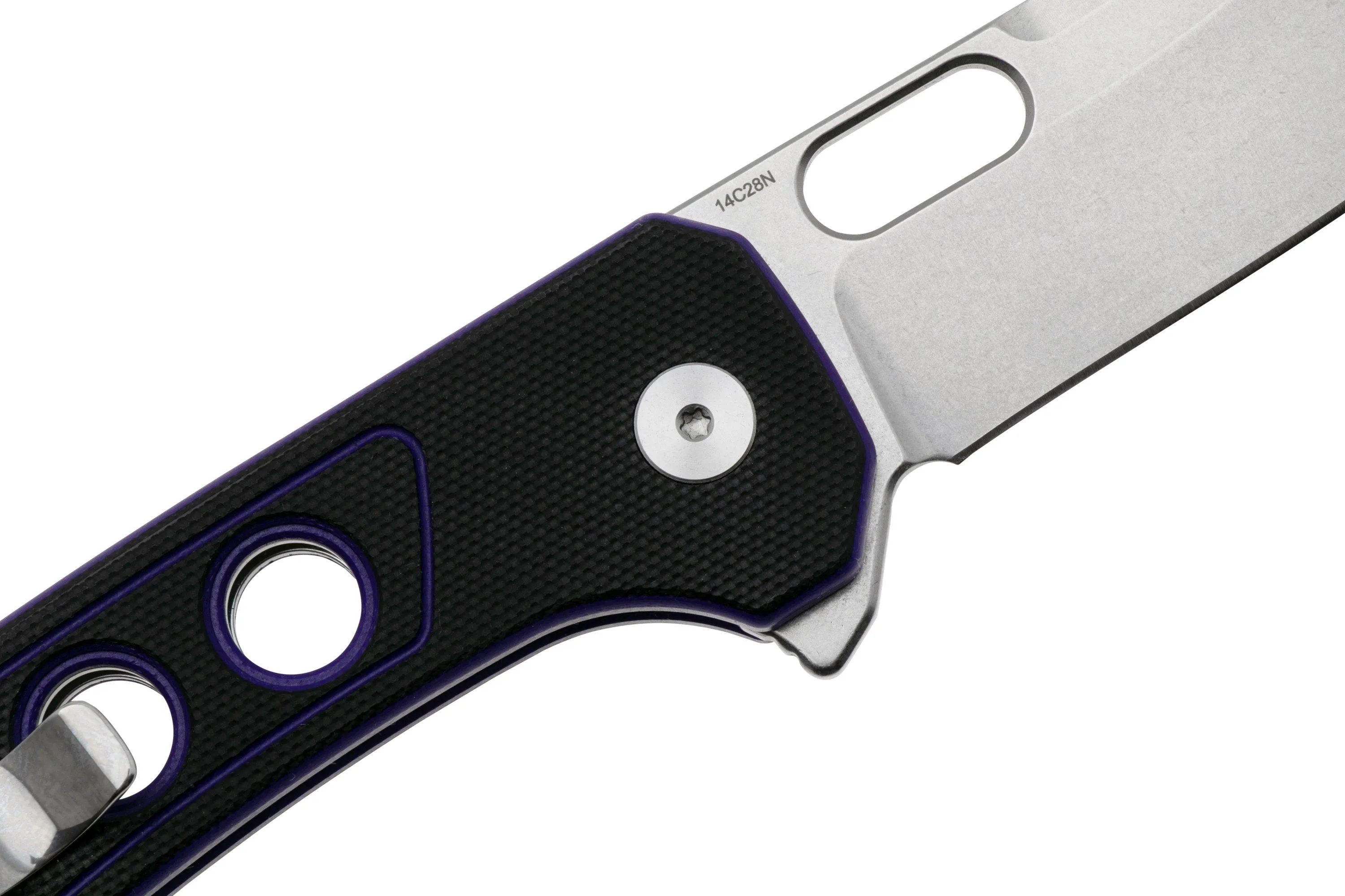QSP KNIFE UNICORN QS156B1 STONEWASHED BLACK PURPLE G10, NAVAJA