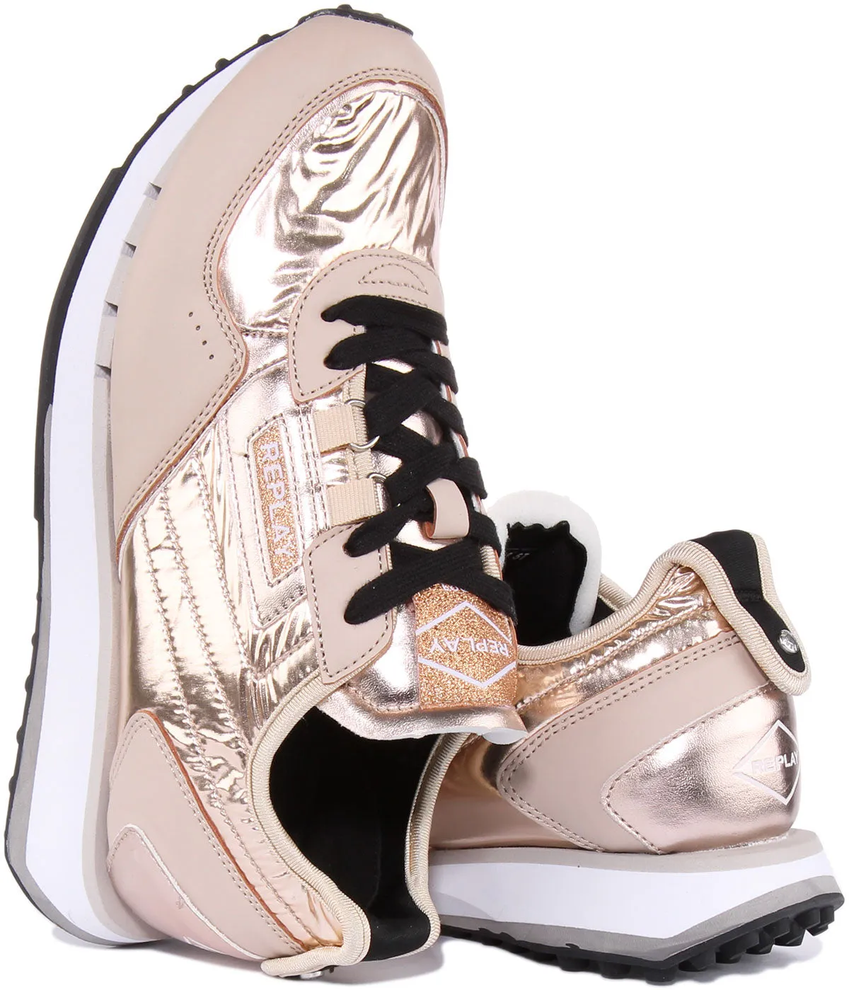 Replay R81 W Space Zapatillas con cordones para mujer en oro rosa