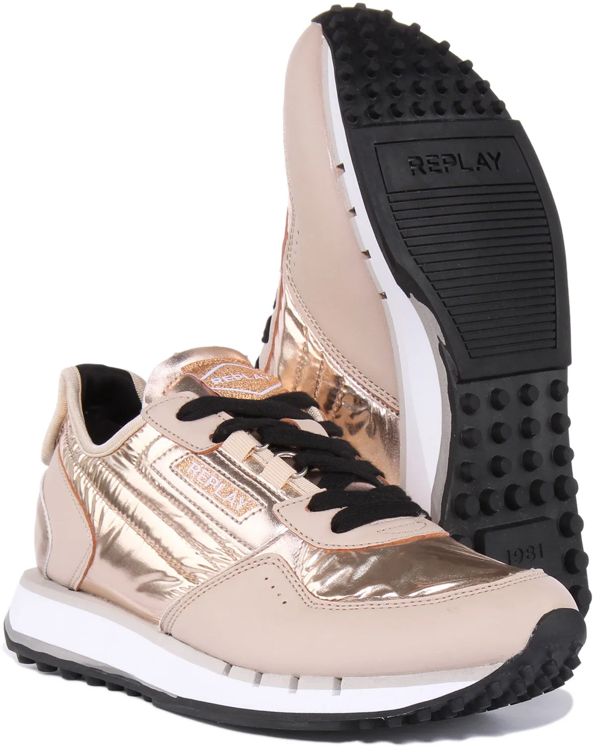 Replay R81 W Space Zapatillas con cordones para mujer en oro rosa