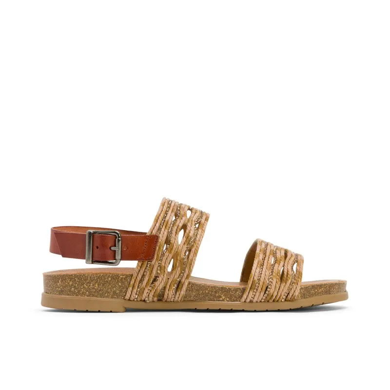 SANDALIA BIO CON PALA TEXTIL CUERO DARLA