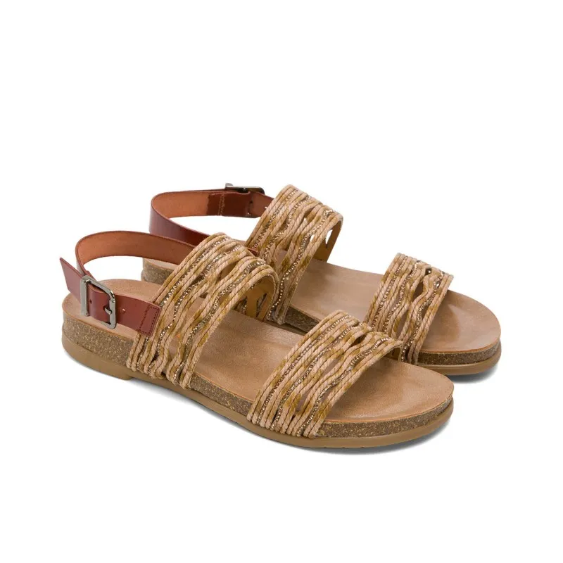 SANDALIA BIO CON PALA TEXTIL CUERO DARLA