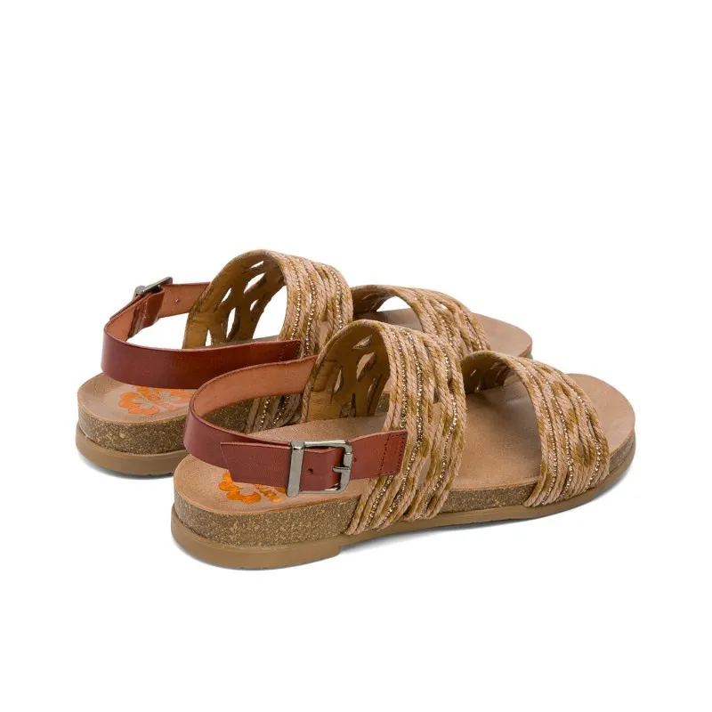SANDALIA BIO CON PALA TEXTIL CUERO DARLA