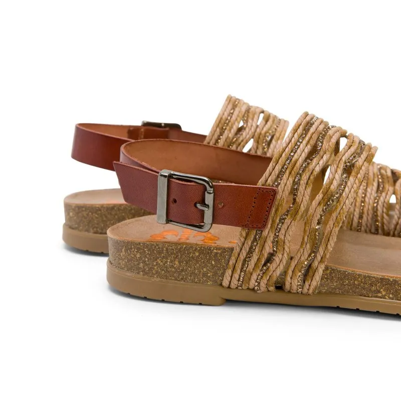 SANDALIA BIO CON PALA TEXTIL CUERO DARLA