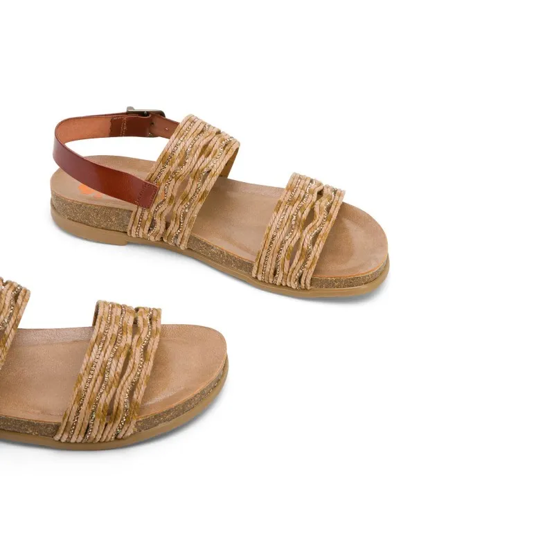 SANDALIA BIO CON PALA TEXTIL CUERO DARLA