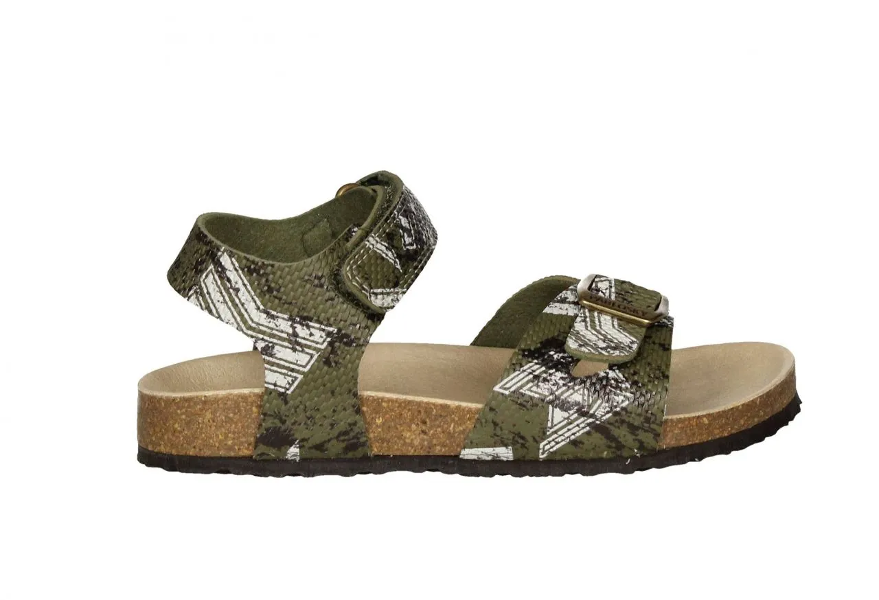 Sandalia Bio Kaki Dibujos Hebilla y Velcro