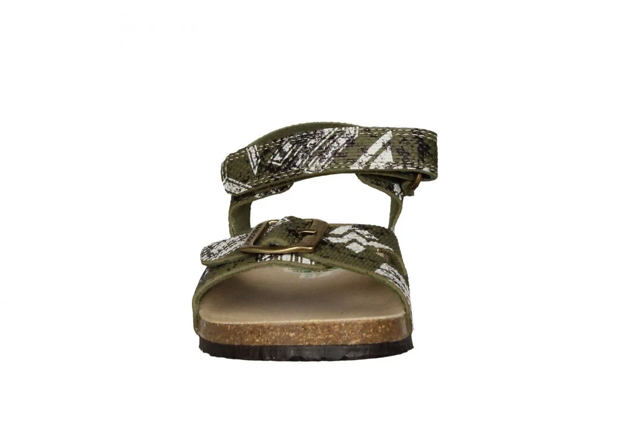 Sandalia Bio Kaki Dibujos Hebilla y Velcro