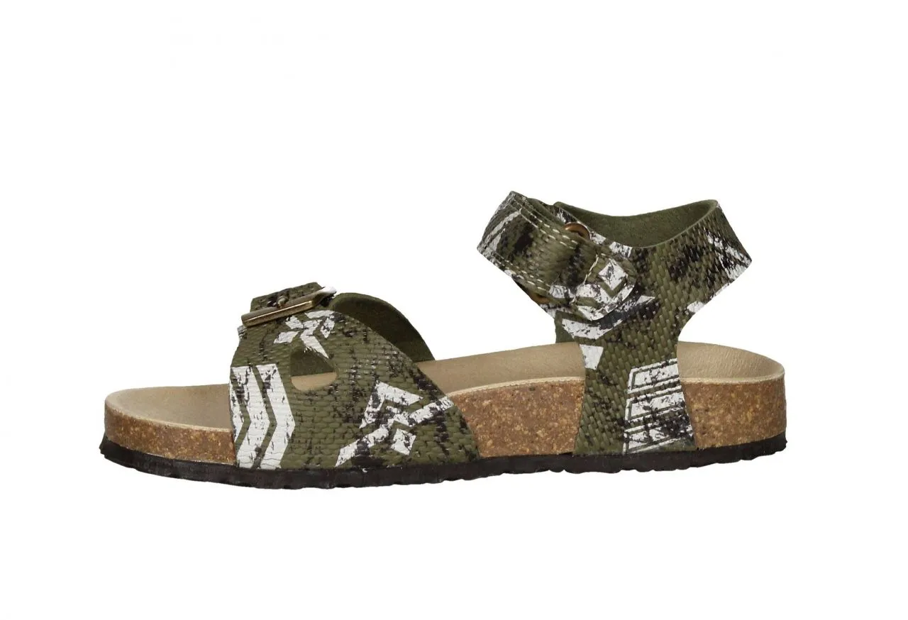Sandalia Bio Kaki Dibujos Hebilla y Velcro