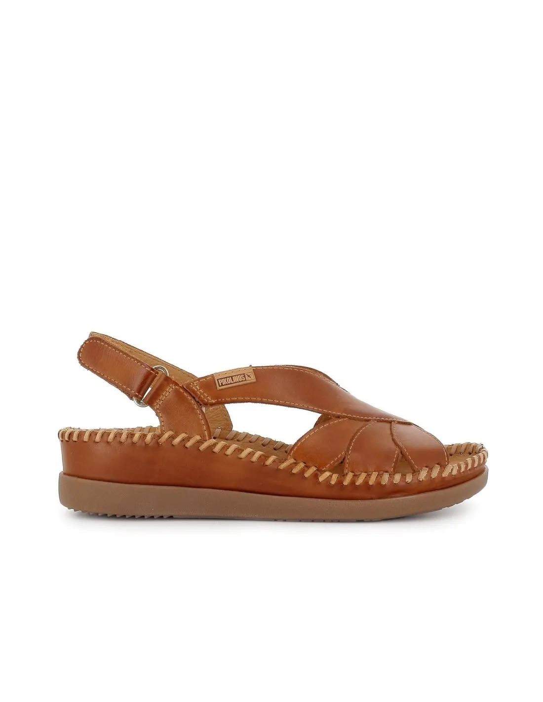 Sandalia cuña media cierre de velcro brandy Pikolinos