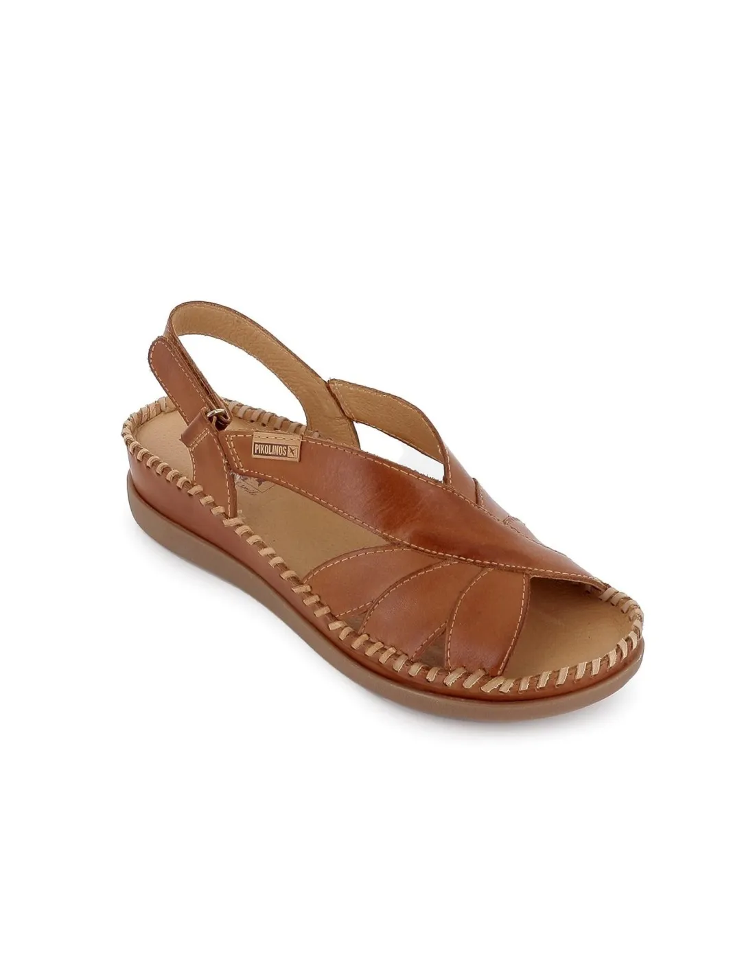 Sandalia cuña media cierre de velcro brandy Pikolinos