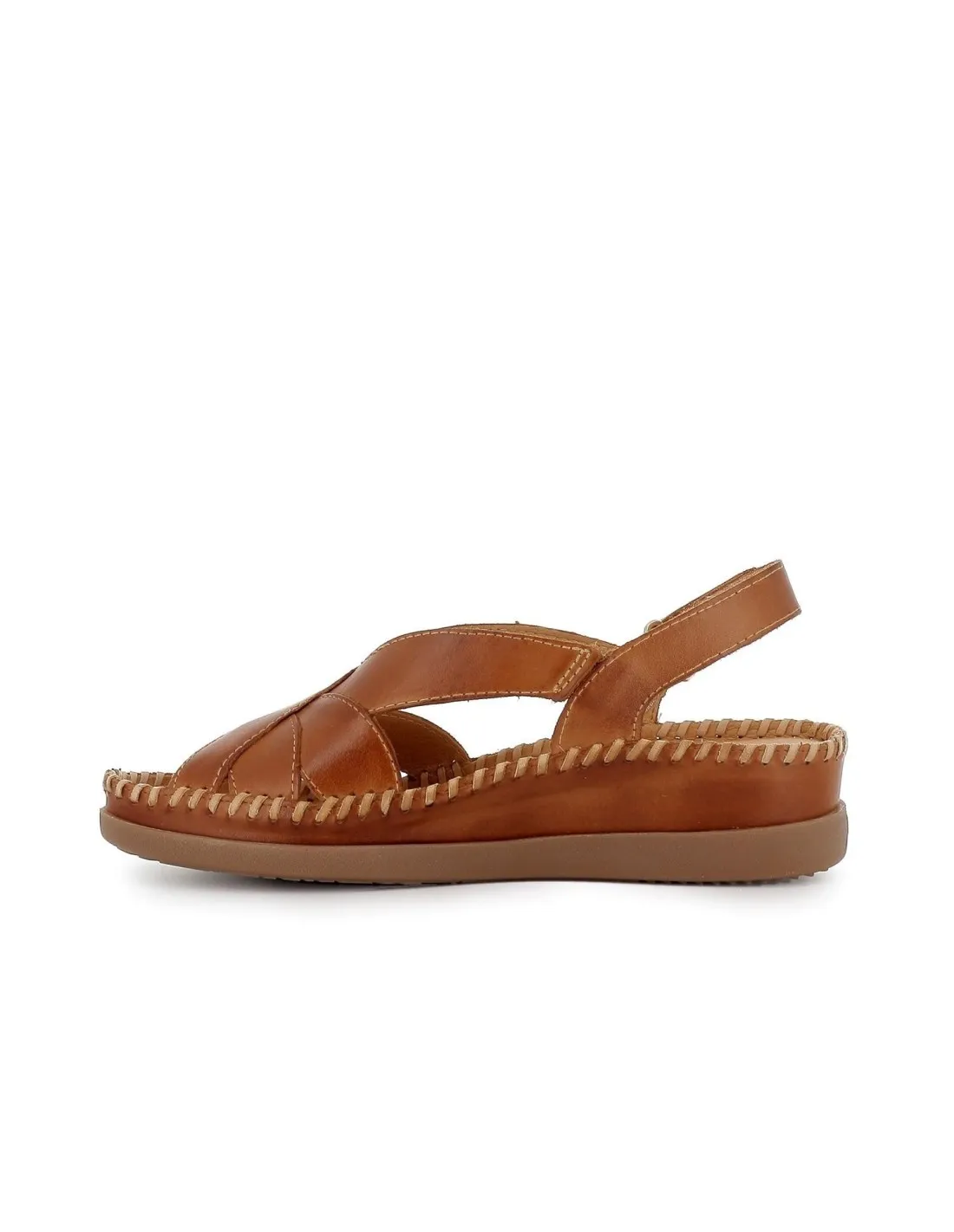 Sandalia cuña media cierre de velcro brandy Pikolinos