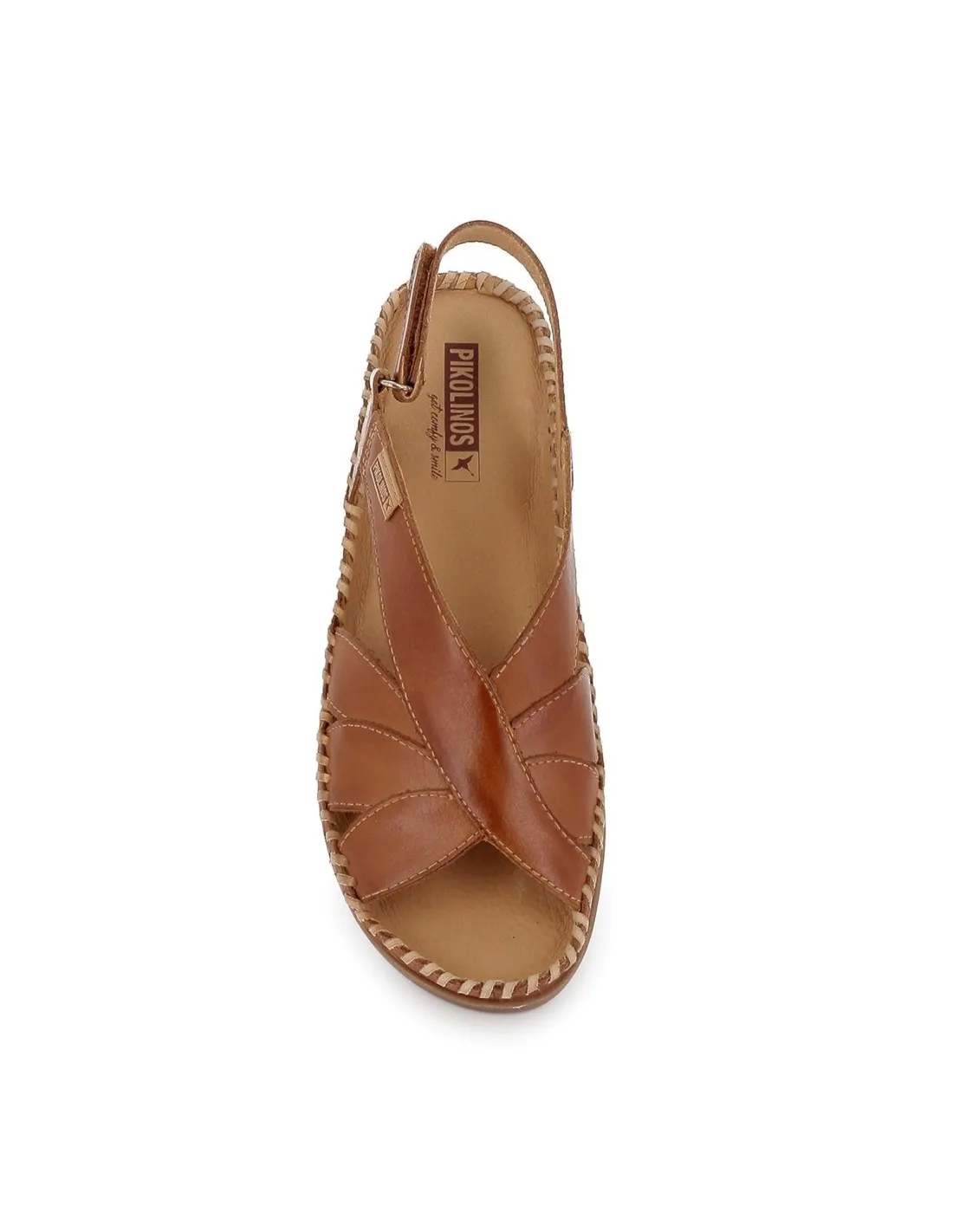 Sandalia cuña media cierre de velcro brandy Pikolinos