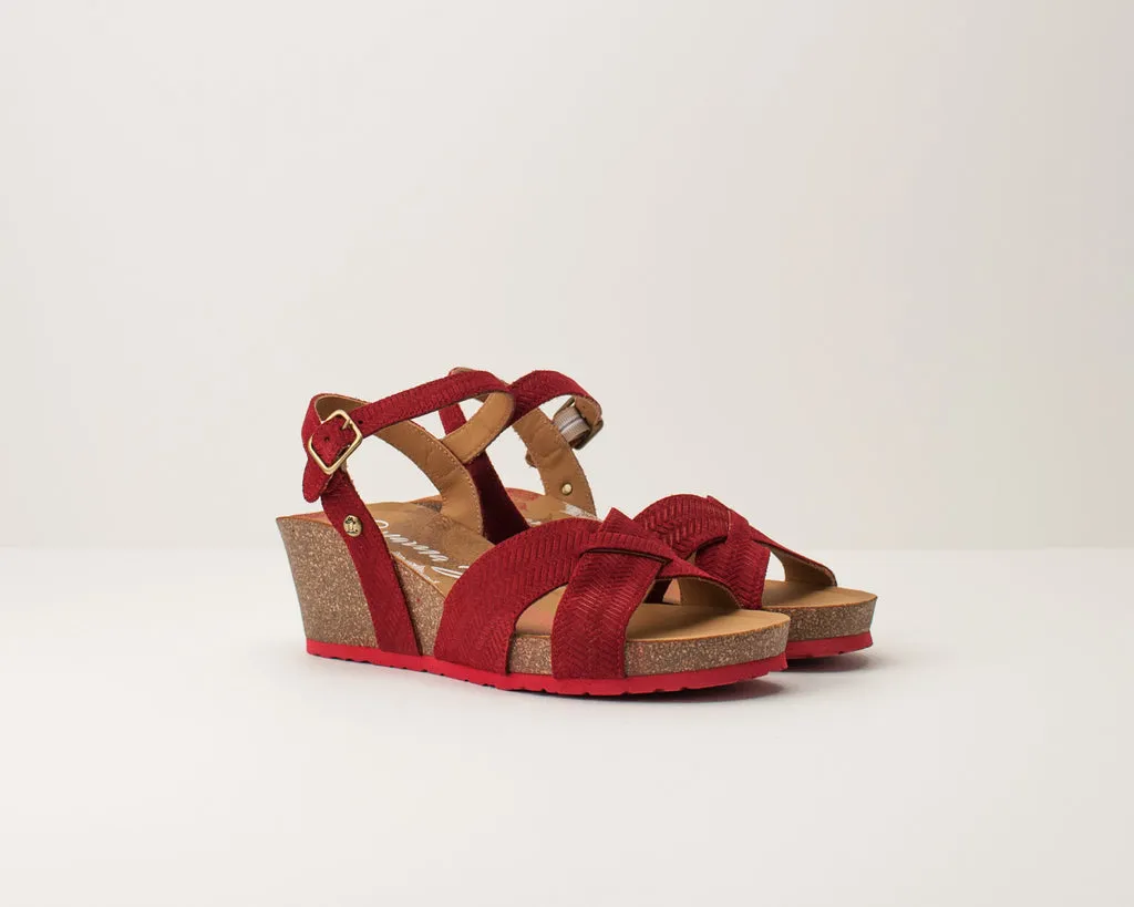 SANDALIA  PANAMA JACK  VIKA MENORCA B1 VELOUR ROJO