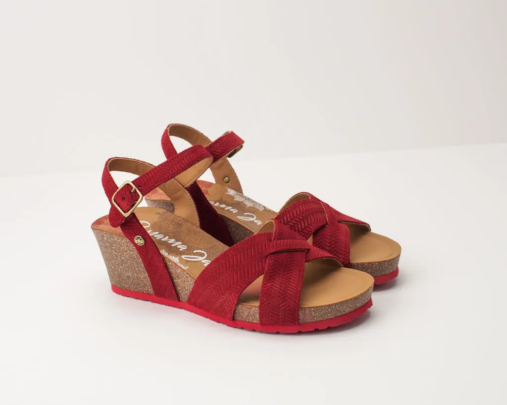 SANDALIA  PANAMA JACK  VIKA MENORCA B1 VELOUR ROJO