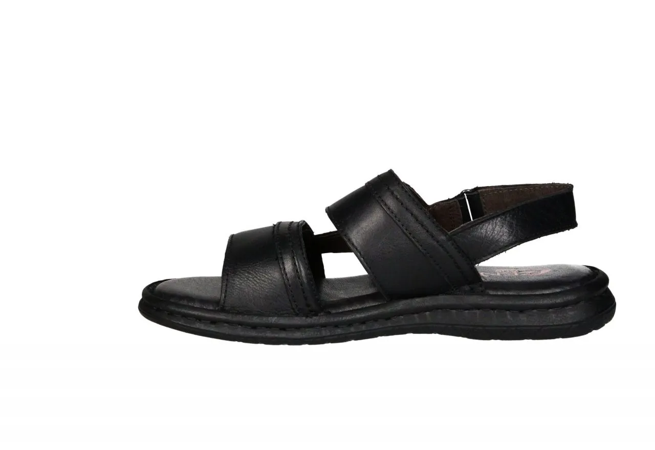 Sandalia Piel Negro Tiras Velcro Piso Goma