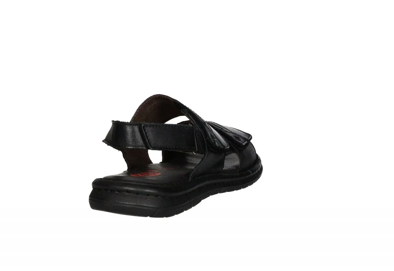 Sandalia Piel Negro Tiras Velcro Piso Goma