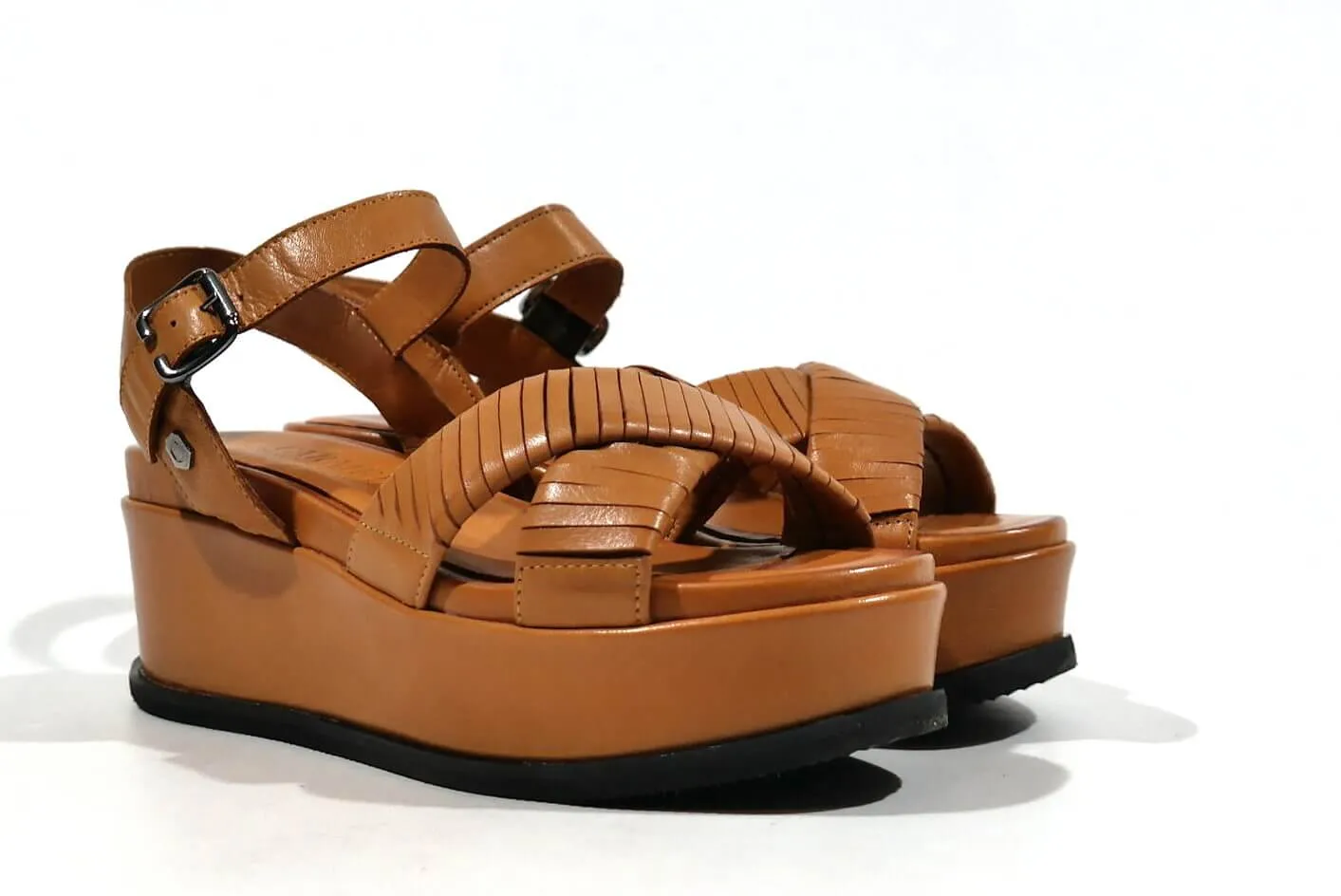 Sandalias de plataforma con tiras cruzadas mujer