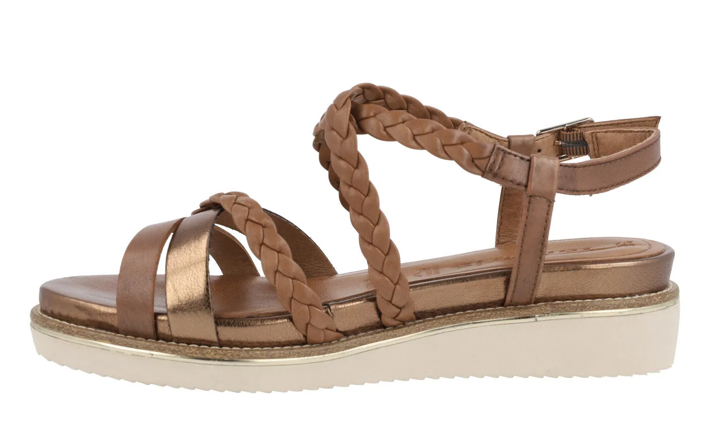 Sandalias de tiras para mujer en combinado marron