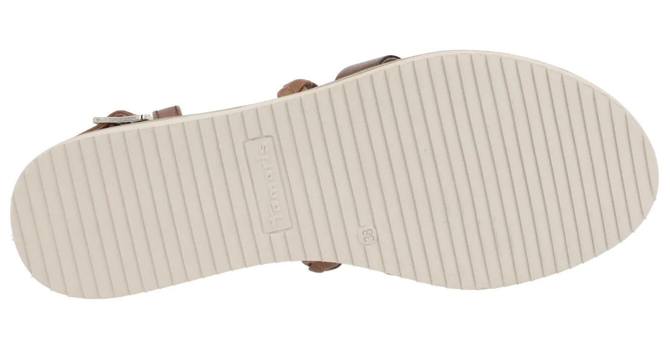 Sandalias de tiras para mujer en combinado marron