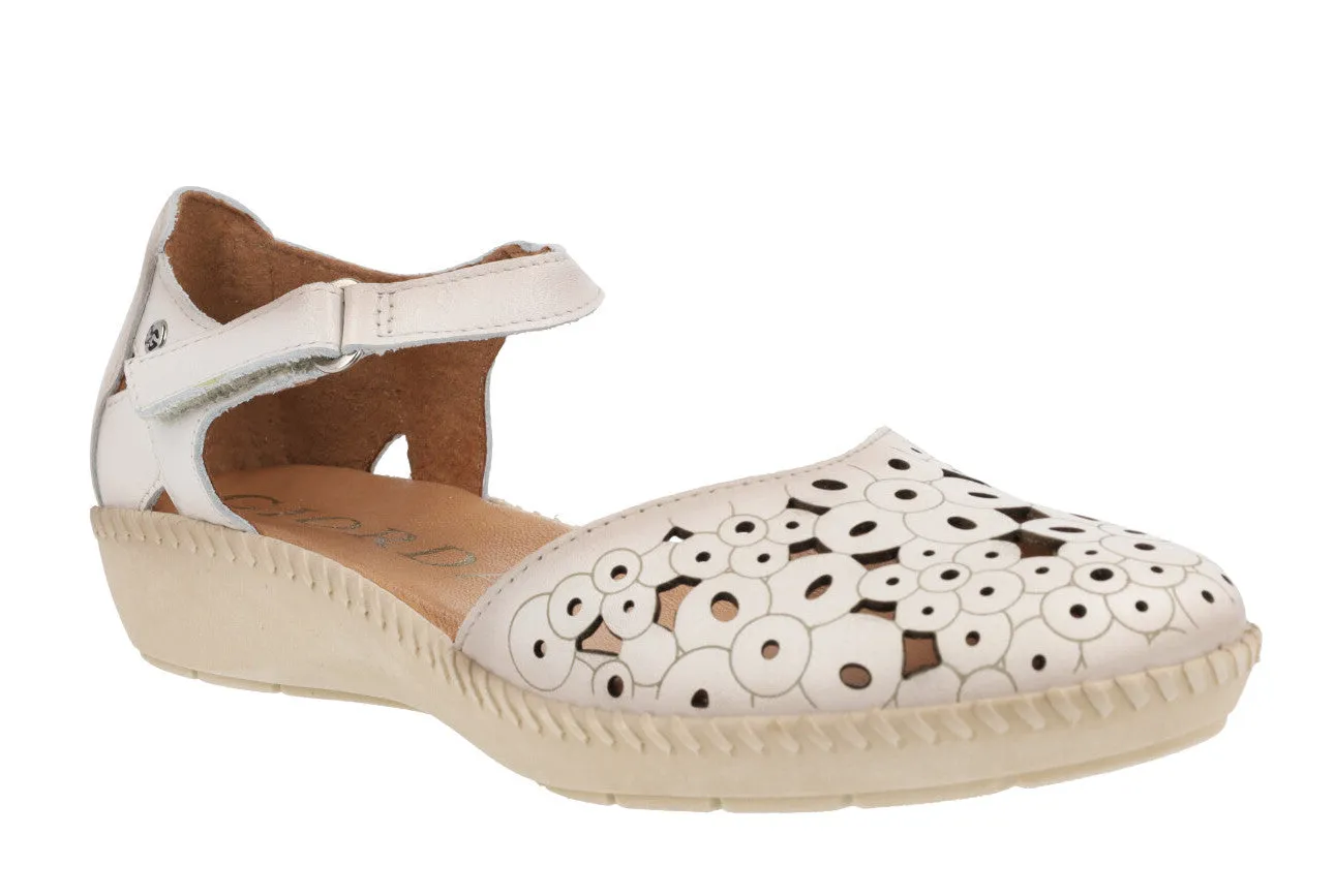 Sandalias troqueladas con cierre de velcro para mujer