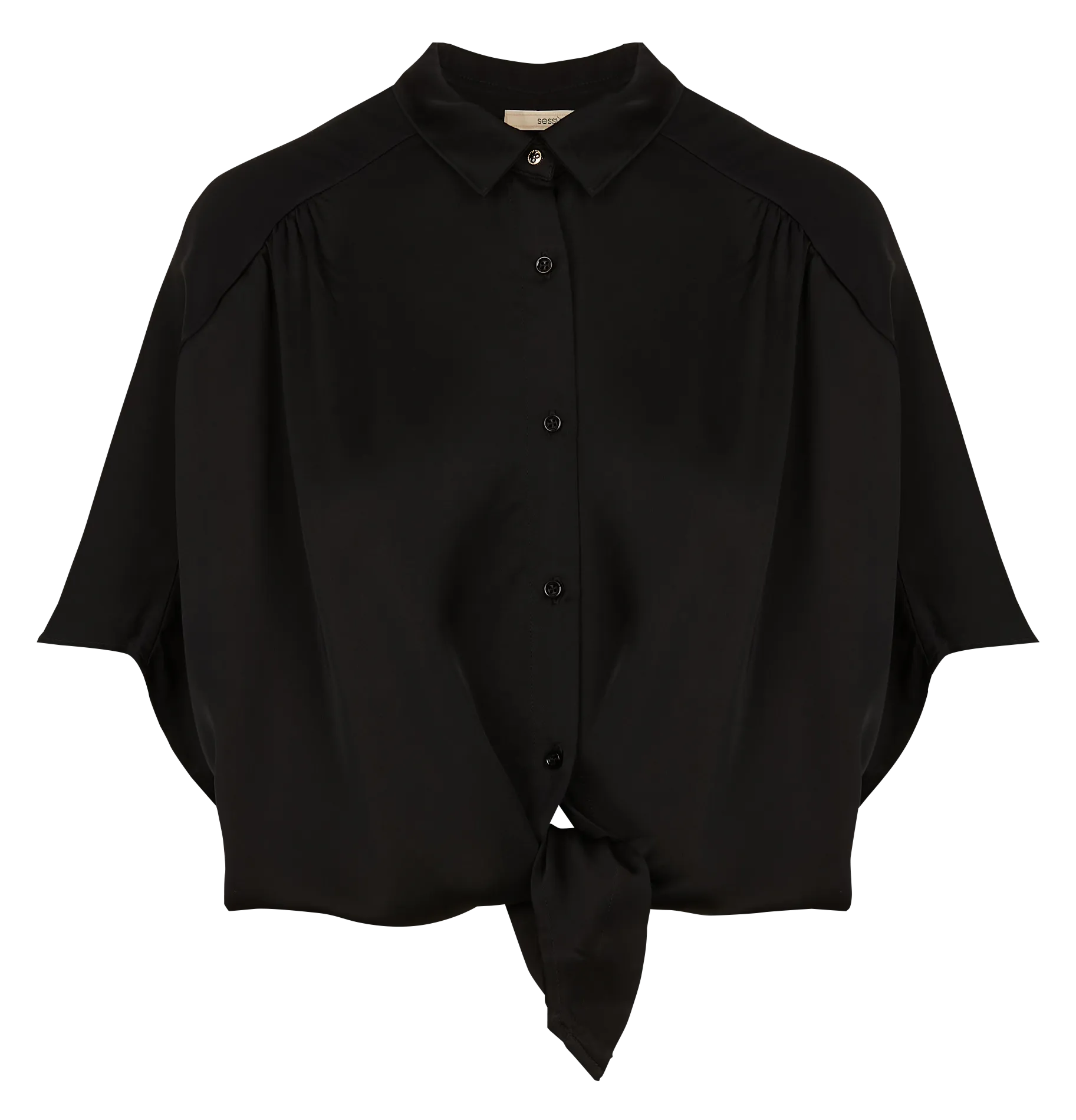SESSUN ALFASSA NIGHT  CAMISA RECTA CON CUELLO CLáSICO EN NEGRO