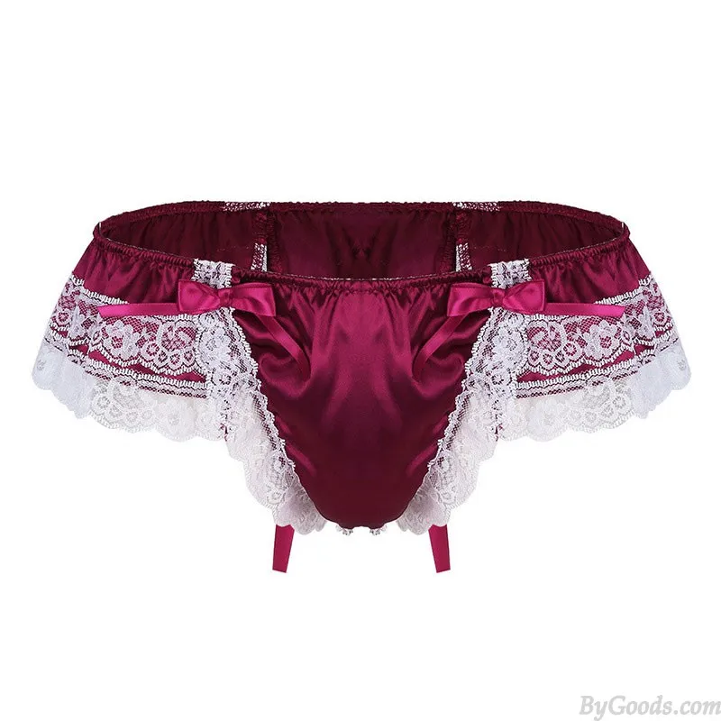  SEXY LACE BOWKNOT PANTS SISSY BRIEFS NIGHTCLUB SHOW GSTRING THONG MEN'S LINGERIE JOCKSTRAP LEOTARD UNDERWEAR 