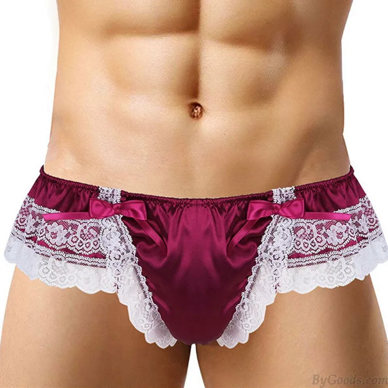  SEXY LACE BOWKNOT PANTS SISSY BRIEFS NIGHTCLUB SHOW GSTRING THONG MEN'S LINGERIE JOCKSTRAP LEOTARD UNDERWEAR 