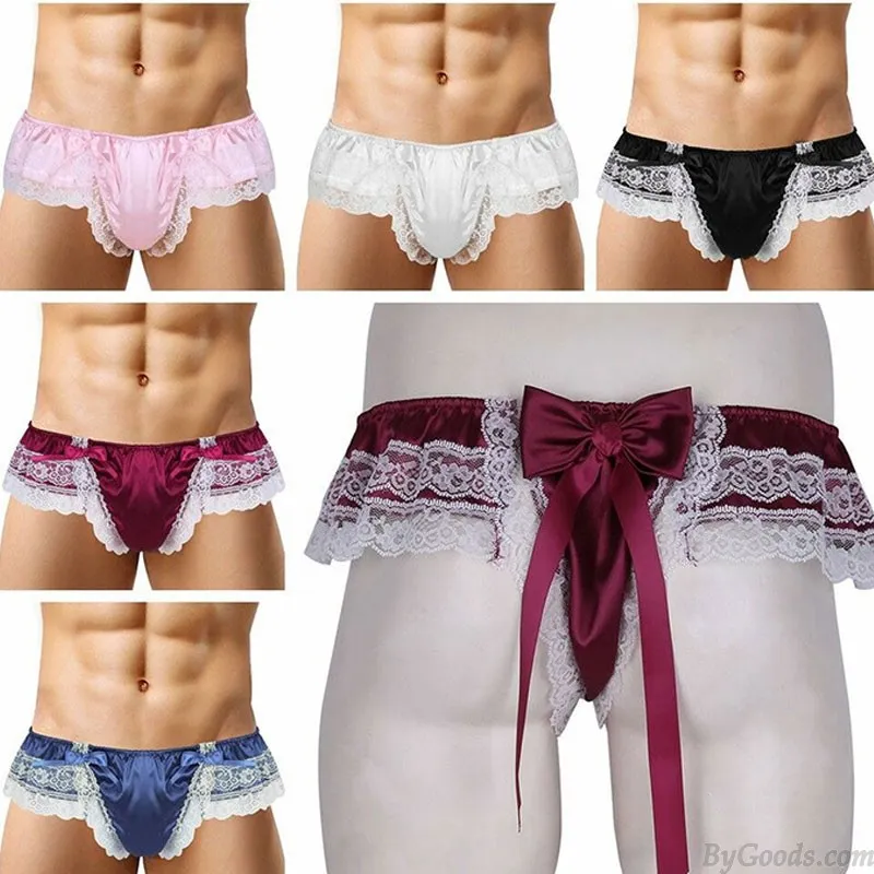  SEXY LACE BOWKNOT PANTS SISSY BRIEFS NIGHTCLUB SHOW GSTRING THONG MEN'S LINGERIE JOCKSTRAP LEOTARD UNDERWEAR 