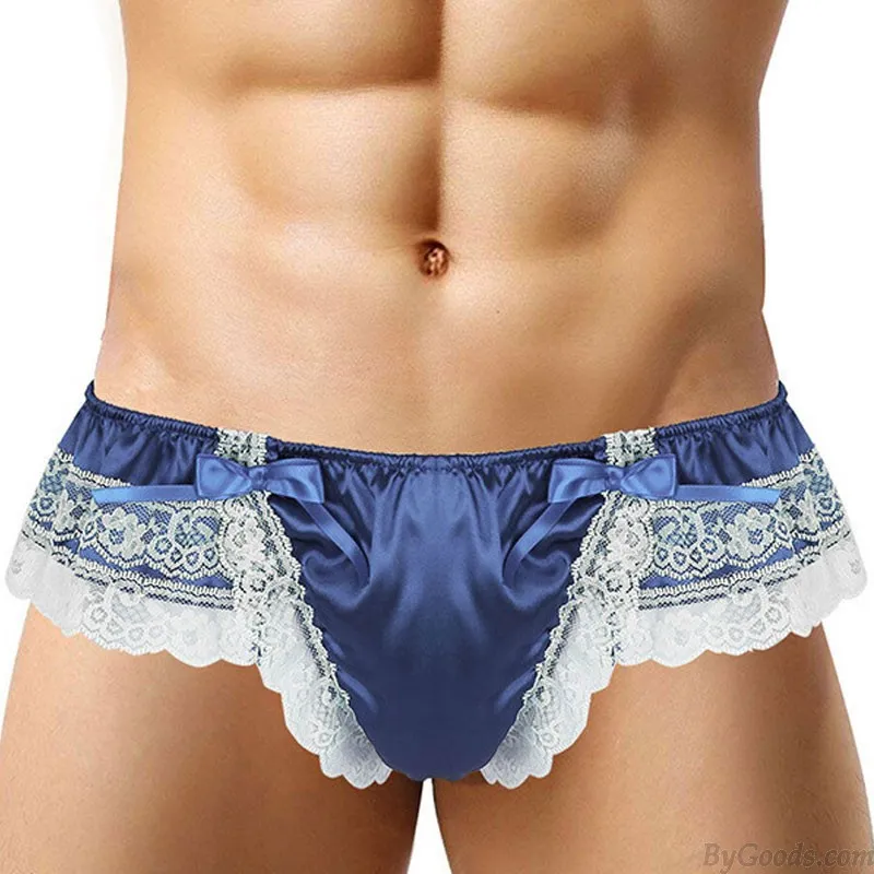 SEXY LACE BOWKNOT PANTS SISSY BRIEFS NIGHTCLUB SHOW GSTRING THONG MEN'S LINGERIE JOCKSTRAP LEOTARD UNDERWEAR 